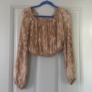 LoveShackFancy Snake Print Flowy Blouse Top